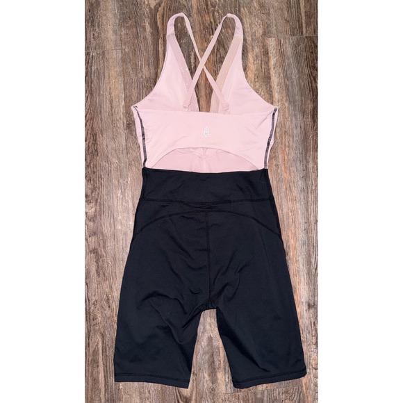 Free People Movement Pants - FP Movement Total Triumph One Piece Romper Black Blush Pink Athletic Small
